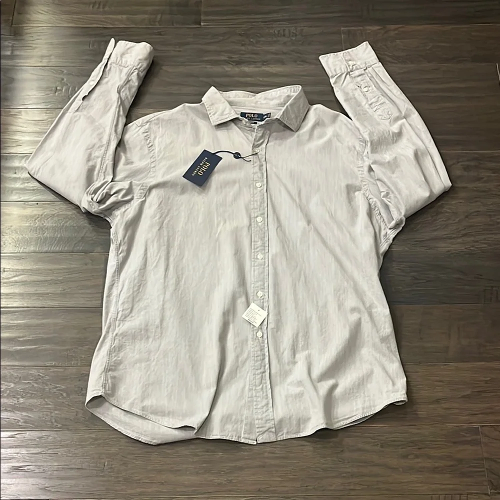 Polo Ralph Lauren Great Escape Button Down Shirt grey Slim Fit Mens Size XXL